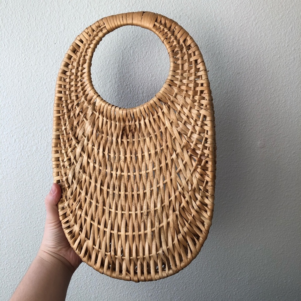 🦚 VINTAGE Wicker Wall Pocket Plant Oval Basket - Picture 8 of 11